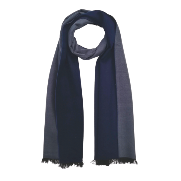 Scarf Shawl Silk Flannel Dark Blue  Light Blue